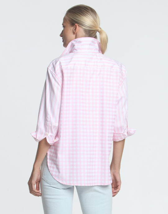 FINAL SALE NO RETURNS/EXCHANGES - Halsey 3/4 Sleeve Stripe/Gingham Shirt
