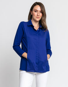 Ally 3/4 Sleeve Woven/Knit Shirt
