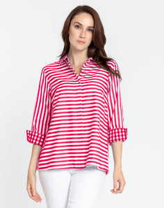 Xena 3/4 Sleeve Stripe/Gingham Combo Shirt