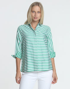 Xena 3/4 Sleeve Stripe/Gingham Combo Shirt