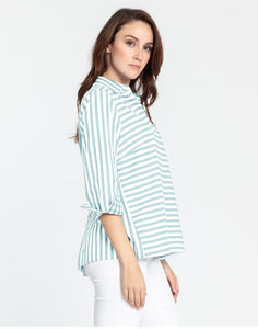 Xena 3/4 Sleeve Stripe/Gingham Combo Shirt