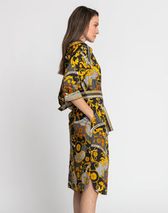 Kathleen 3/4 Sleeve Versailles Print Dress