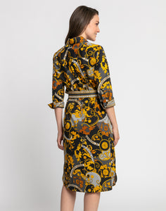 Kathleen 3/4 Sleeve Versailles Print Dress