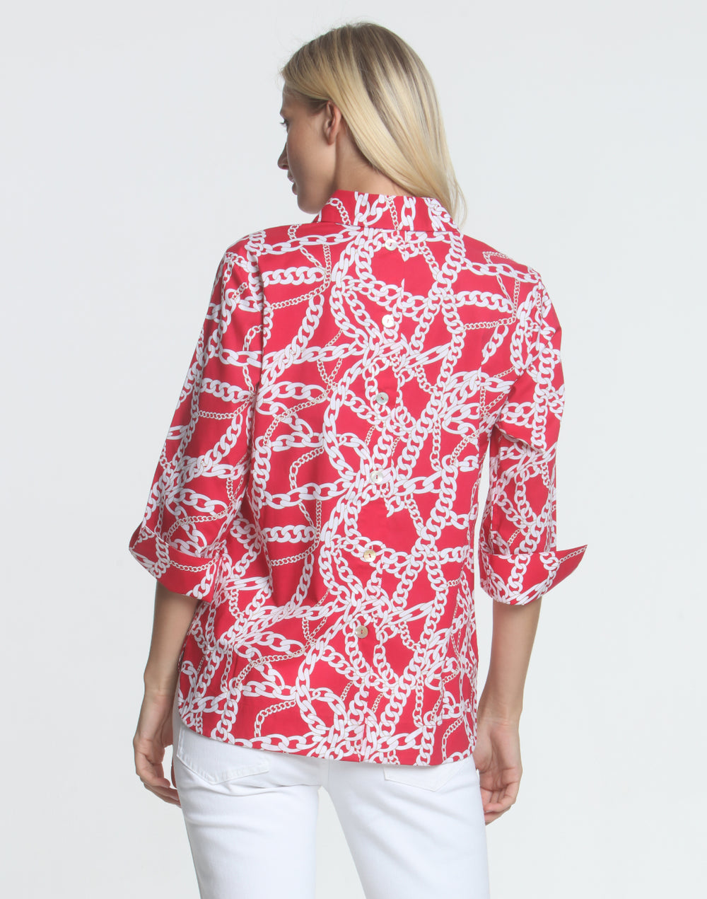FINAL SALE / NO RETURN, NO EXCHANGE - Aileen 3/4 Sleeve Chain Link Print Shirt