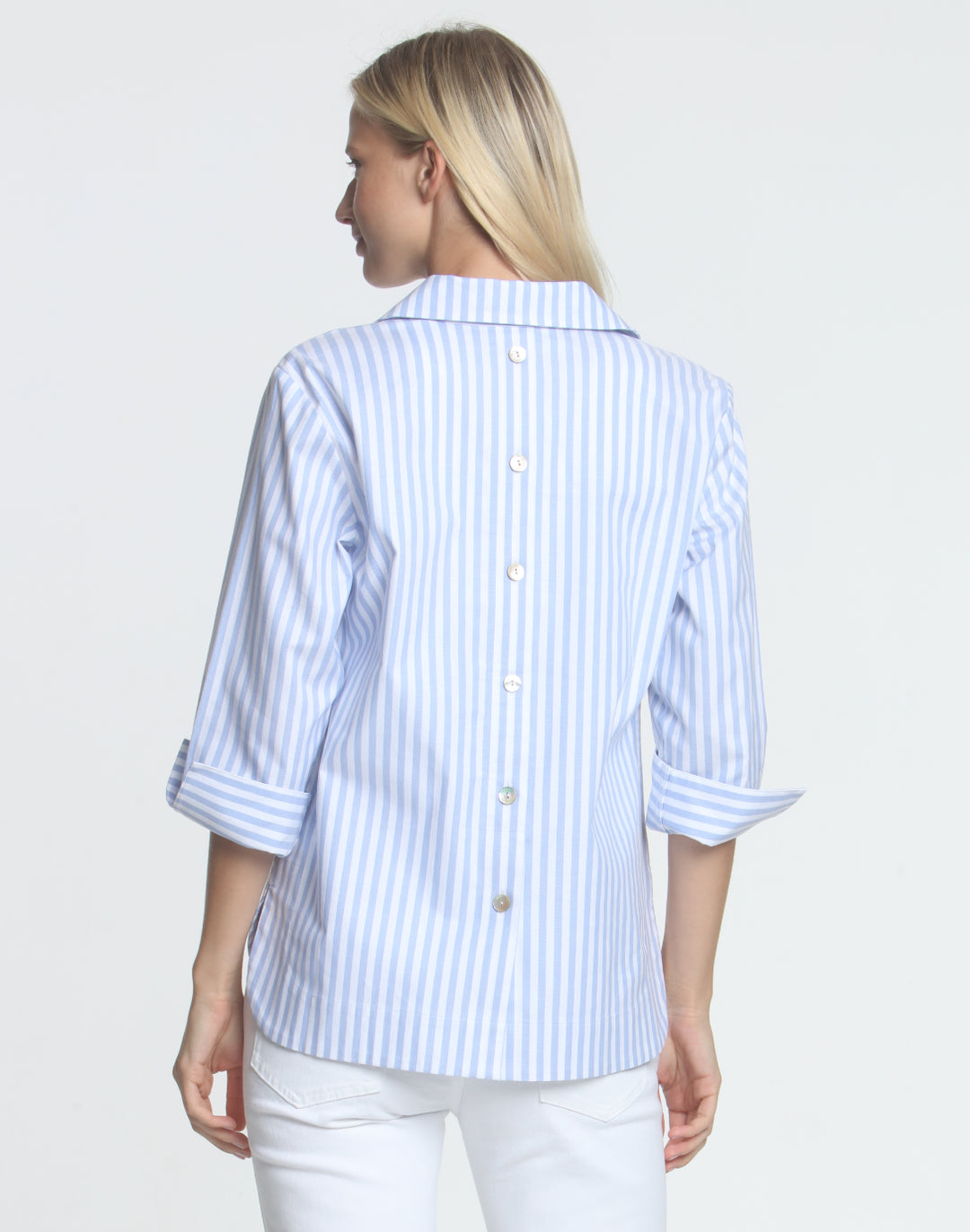 FINAL SALE NO RETURNS/EXCHANGES - Aileen 3/4 Sleeve Oxford Stripe Shirt