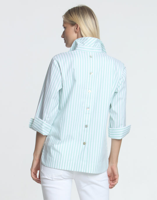 FINAL SALE NO RETURNS/EXCHANGES - Aileen 3/4 Sleeve Oxford Stripe Shirt