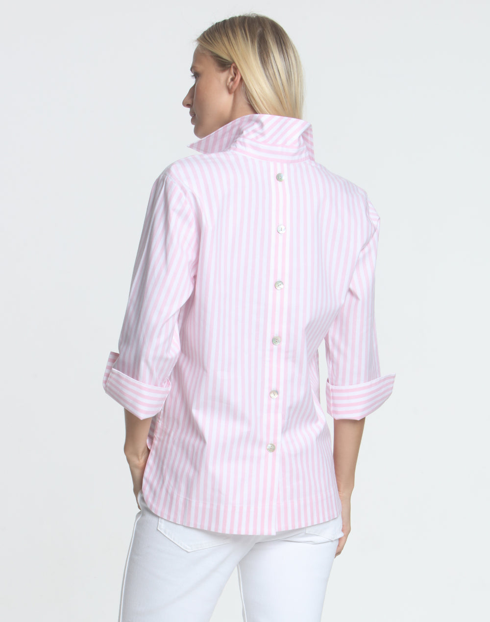 FINAL SALE NO RETURNS/EXCHANGES - Aileen 3/4 Sleeve Oxford Stripe Shirt