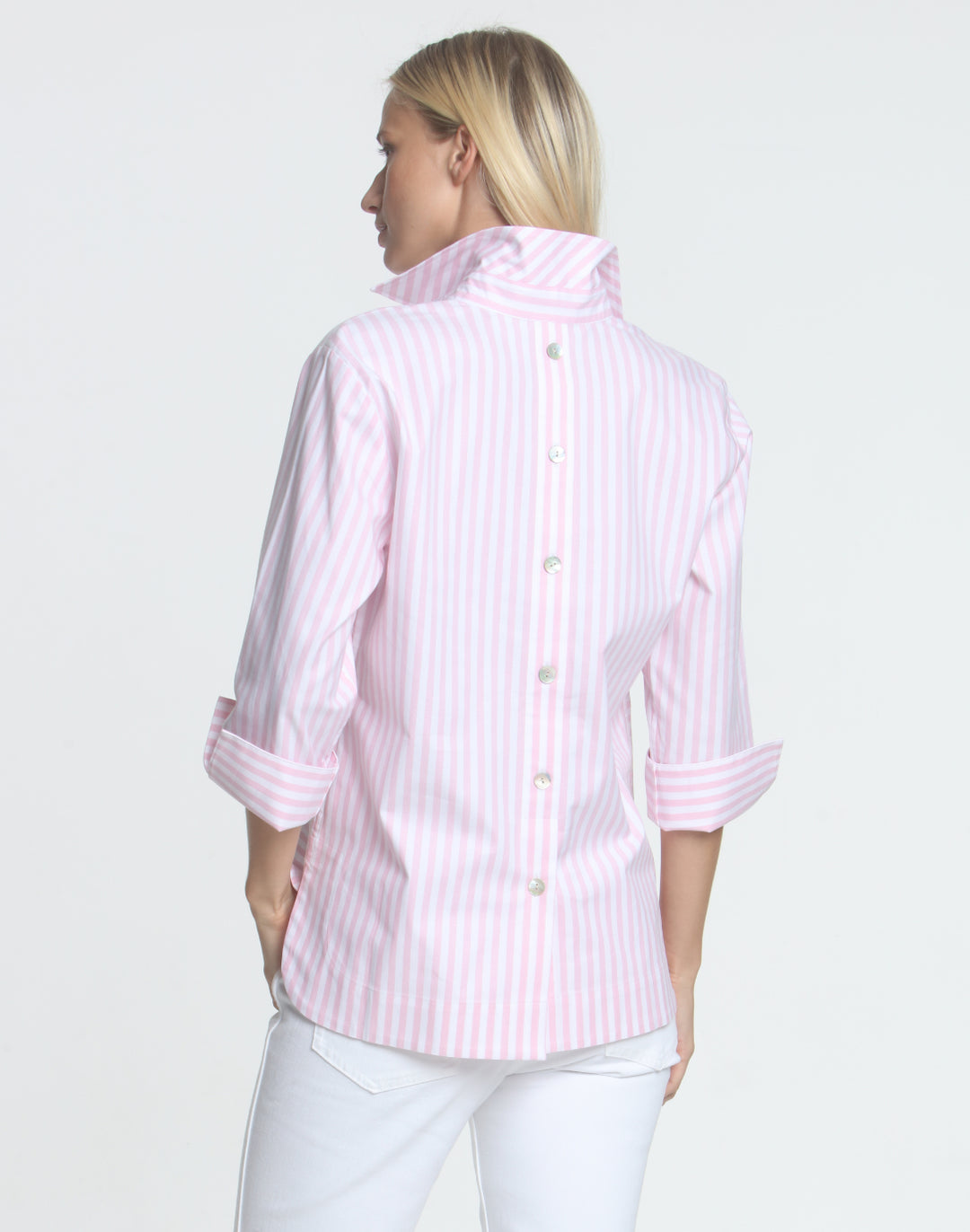 FINAL SALE NO RETURNS/EXCHANGES - Aileen 3/4 Sleeve Oxford Stripe Shirt