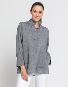 Salina 3/4 Sleeve Luxe Linen Popover