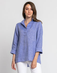 Salina 3/4 Sleeve Luxe Linen Popover