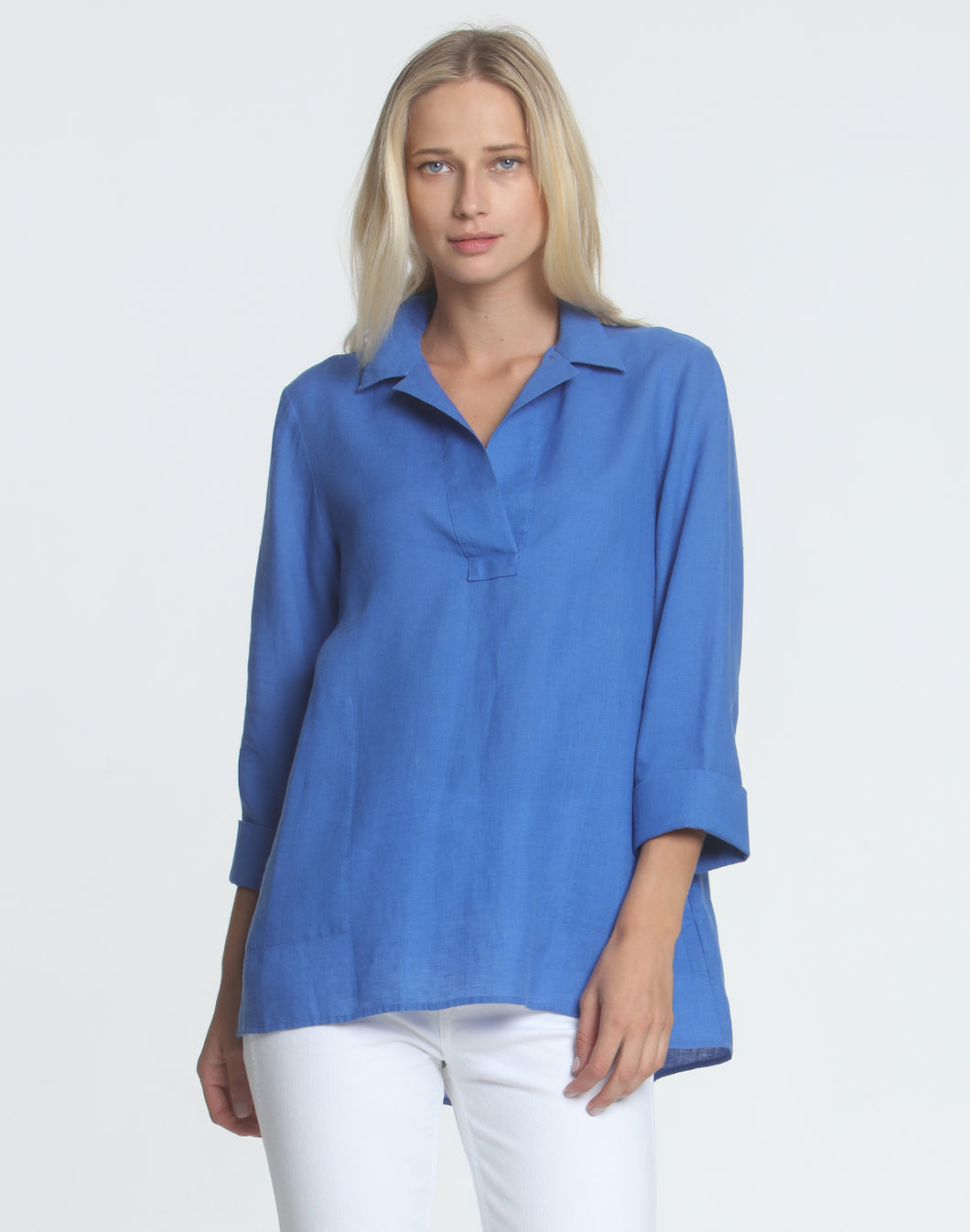 Salina 3/4 Sleeve Luxe Linen Popover