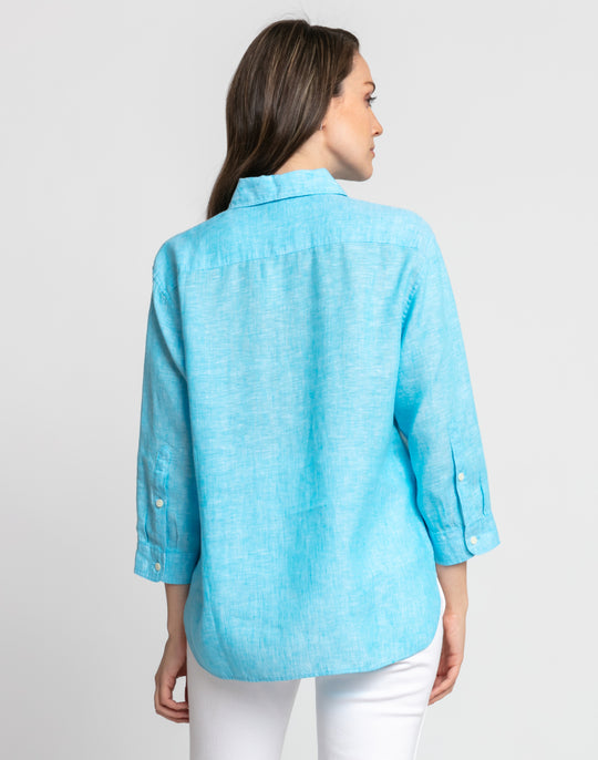 FINAL SALE NO RETURNS/EXCHANGES - Halsey 3/4 Sleeve Luxe Linen Shirt