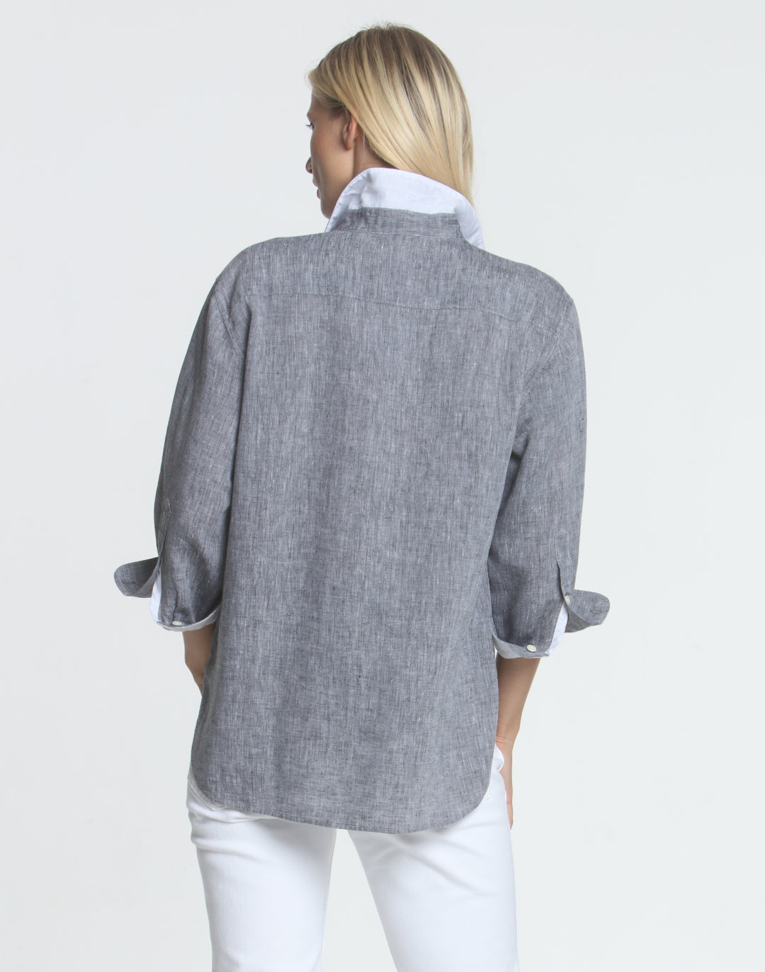 FINAL SALE NO RETURNS/EXCHANGES - Halsey 3/4 Sleeve Luxe Linen Shirt