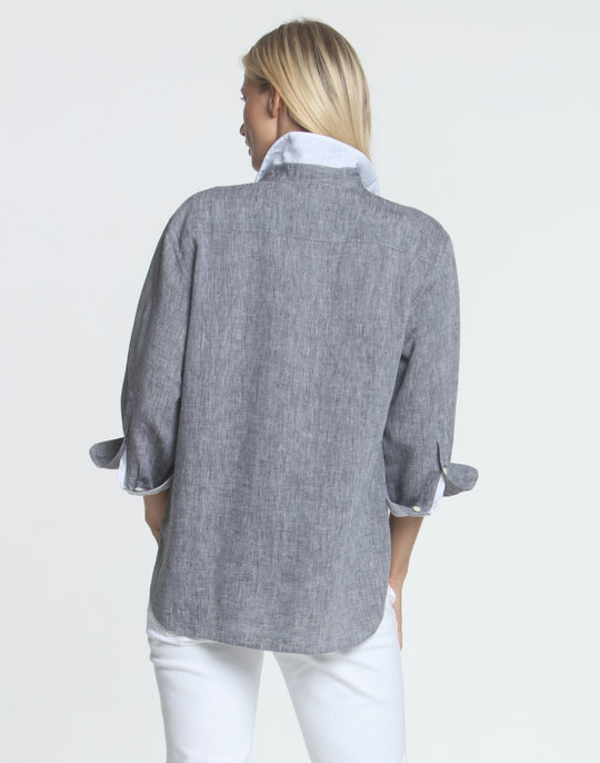 FINAL SALE NO RETURNS/EXCHANGES - Halsey 3/4 Sleeve Luxe Linen Shirt