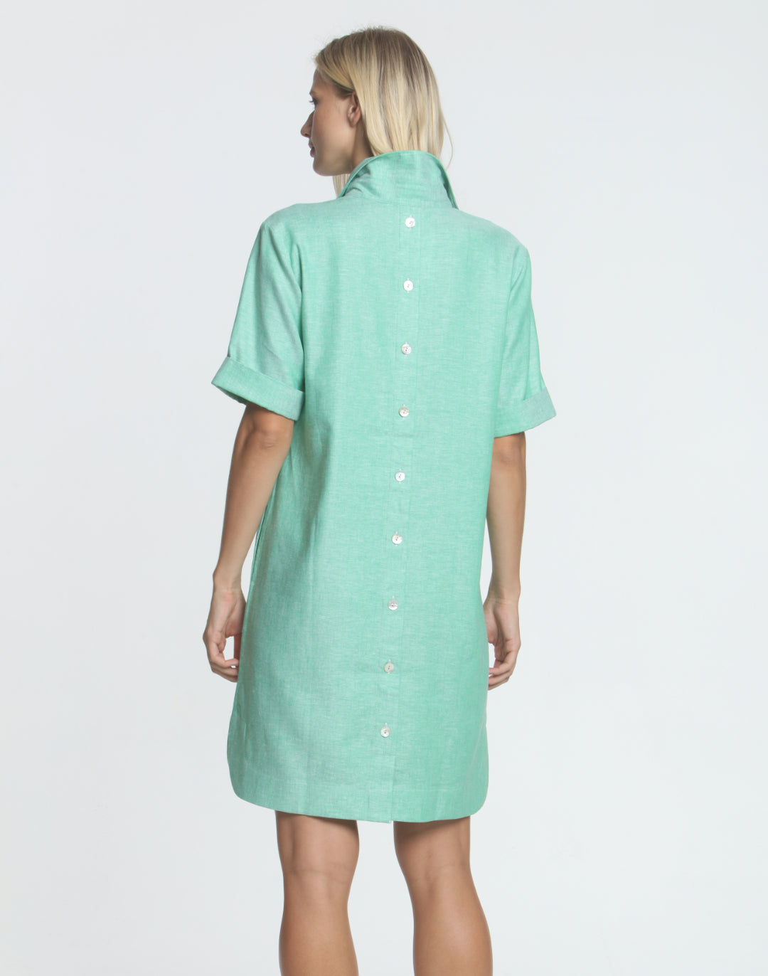 FINAL SALE NO RETURNS/EXCHANGES - Aileen Short Sleeve Luxe Linen Herringbone Dress