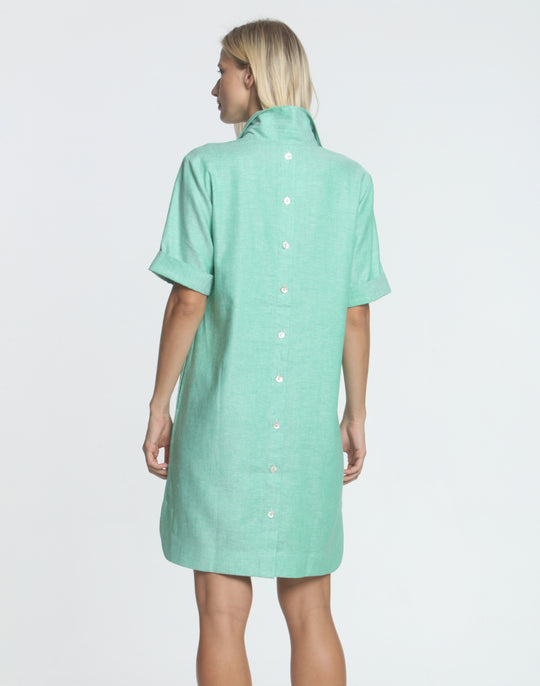 FINAL SALE NO RETURNS/EXCHANGES - Aileen Short Sleeve Luxe Linen Herringbone Dress