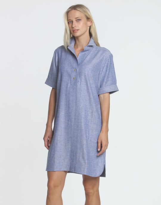FINAL SALE NO RETURNS/EXCHANGES - Aileen Short Sleeve Luxe Linen Herringbone Dress