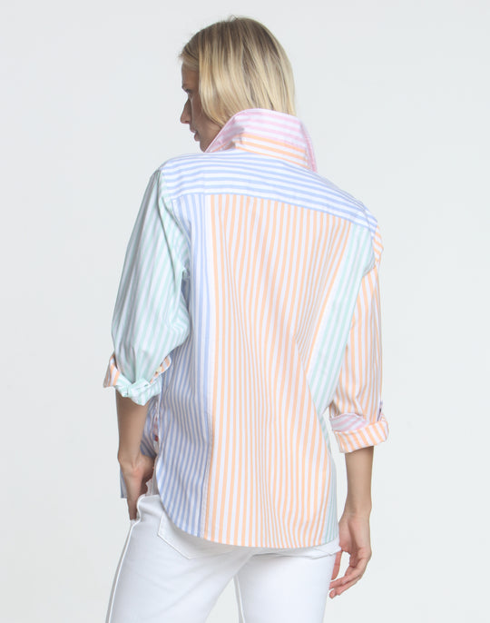 FINAL SALE NO RETURNS/EXCHANGES - Halsey Long Sleeve Mixed Stripe Shirt