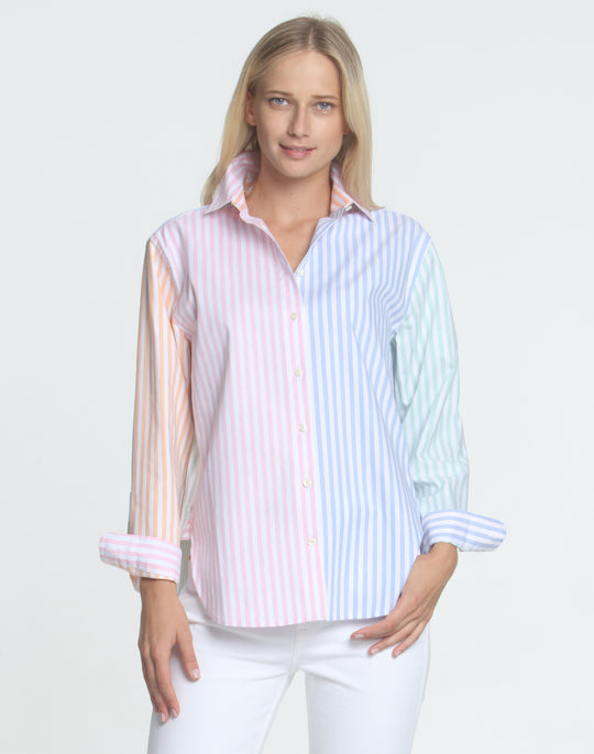 FINAL SALE NO RETURNS/EXCHANGES - Halsey Long Sleeve Mixed Stripe Shirt