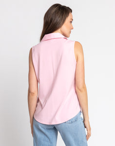 Lizette Sleeveless Woven/Knit Shirt