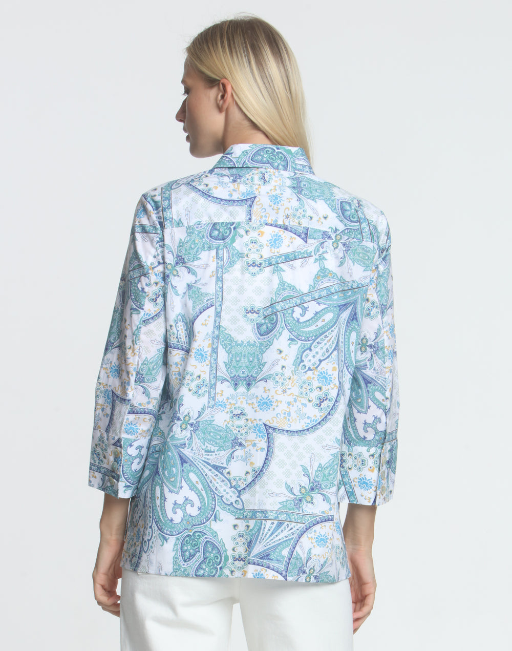 FINAL SALE / NO RETURN, NO EXCHANGE - Maxine 3/4 Sleeve Paisley Print Shirt