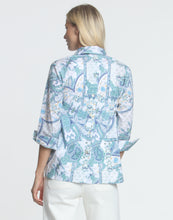 Load image into Gallery viewer, Aileen 3/4 Sleeve Blue Paisley Print Shirt