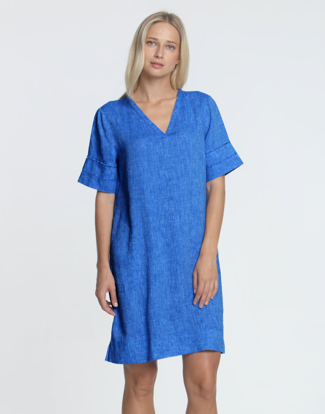 FINAL SALE NO RETURNS/EXCHANGES- Jackie Short Sleeve Luxe Linen Dress