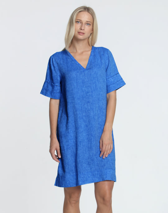 FINAL SALE NO RETURNS/EXCHANGES- Jackie Short Sleeve Luxe Linen Dress