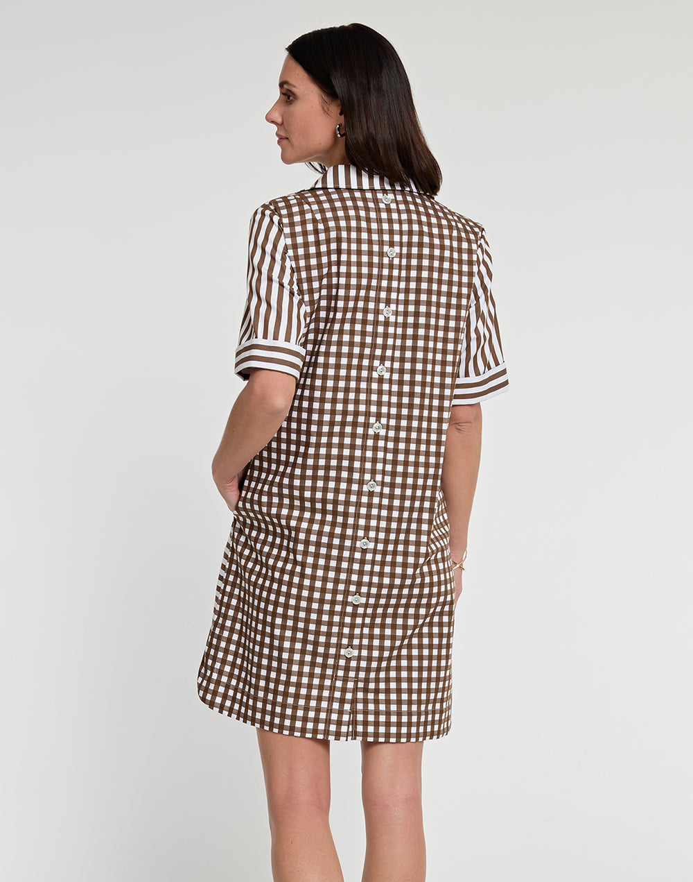 FINAL SALE / NO RETURNS, NO EXCHANGES - Aileen Short Sleeve Stripe/Gingham Dress