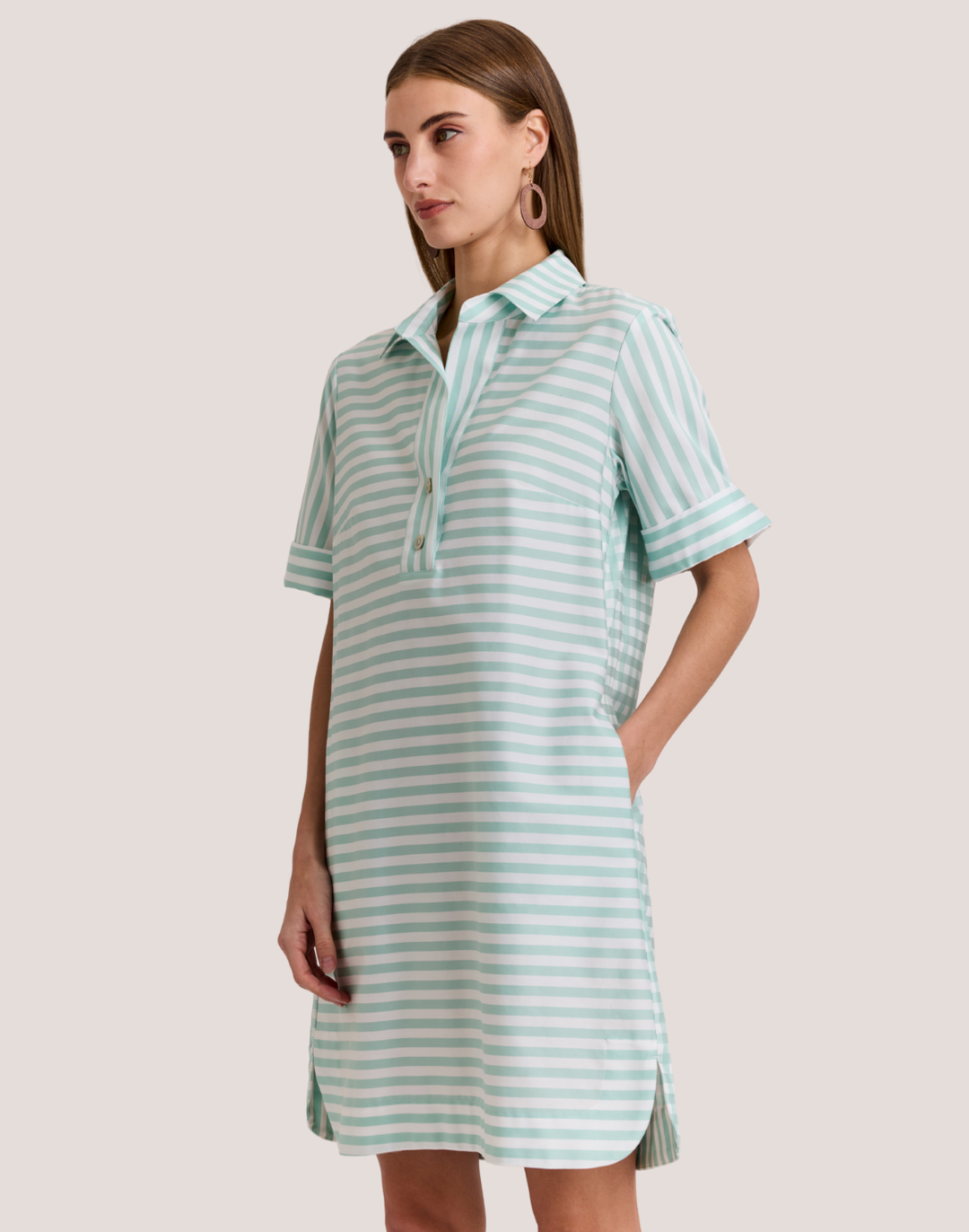 Aileen Short Sleeve Stripe/Gingham Dress