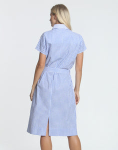 Jodi Cap Sleeve Stripe/Check Seersucker Dress