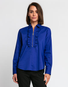 Madison Long Sleeve Ruffle Half Zip Top