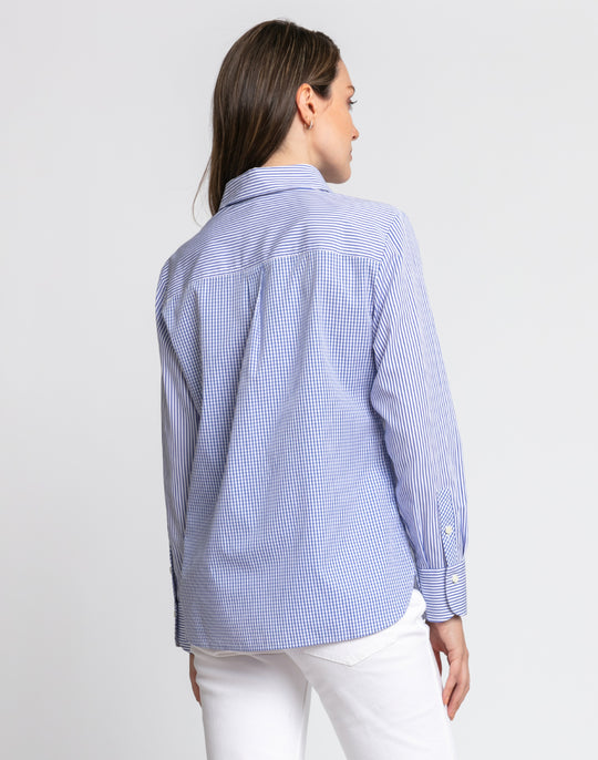 FINAL SALE / NO RETURNS, NO EXCHANGES - Margot Long Sleeve Stripe/Check Shirt