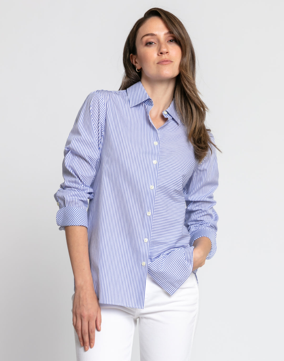 FINAL SALE / NO RETURNS, NO EXCHANGES - Margot Long Sleeve Stripe/Check Shirt