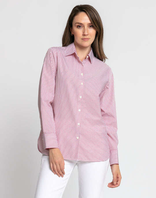 FINAL SALE / NO RETURNS, NO EXCHANGES - Margot Long Sleeve Stripe/Check Shirt