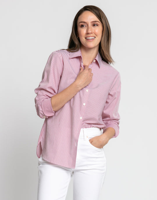FINAL SALE / NO RETURNS, NO EXCHANGES - Margot Long Sleeve Stripe/Check Shirt