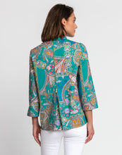 Load image into Gallery viewer, Xena 3/4 Sleeve Teal Paisley Print Shirt