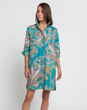 Load image into Gallery viewer, Aileen 3/4 Sleeve Teal Paisley Print Dress