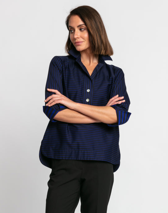 Aileen 3/4 Sleeve Bi-Color Stripe Top