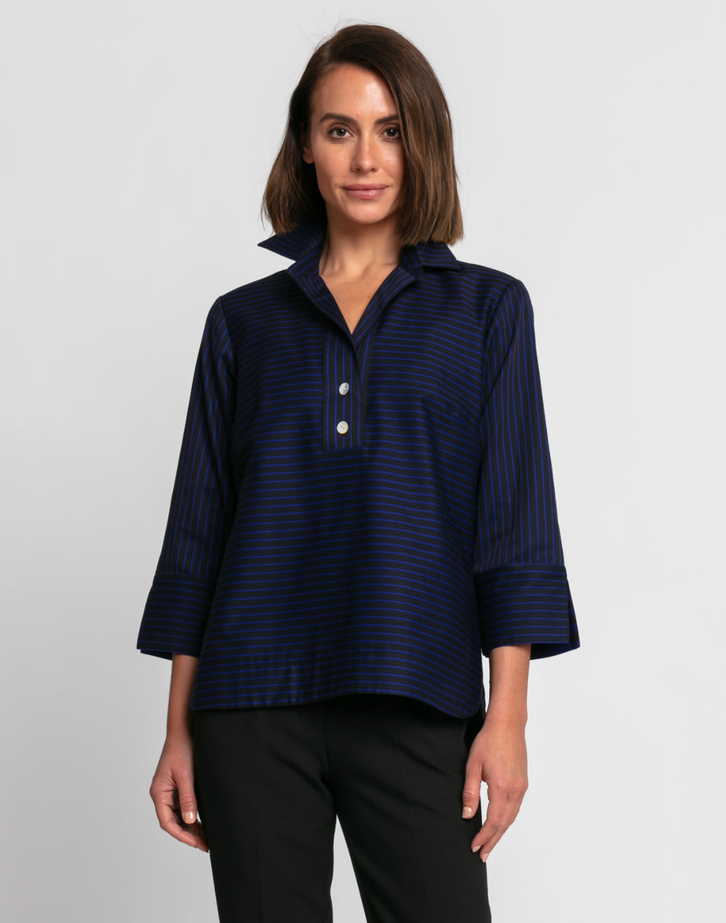 Aileen 3/4 Sleeve Bi-Color Stripe Top