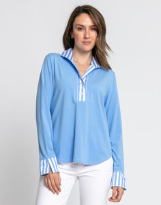 Leona Long Sleeve Knit With Stripe/Gingham Combo Top