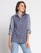 Load image into Gallery viewer, Zoey 3/4 Sleeve Gingham/Stripe Combo Shirt