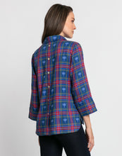 Load image into Gallery viewer, Aileen 3/4 Sleeve Dragonfly Tartan Top