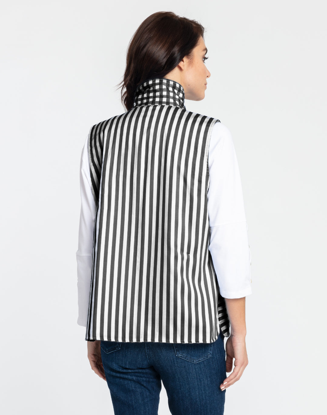 Lauren Reversible Gingham Check to Stripe Vest