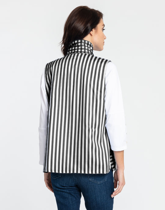 Lauren Reversible Gingham Check to Stripe Vest