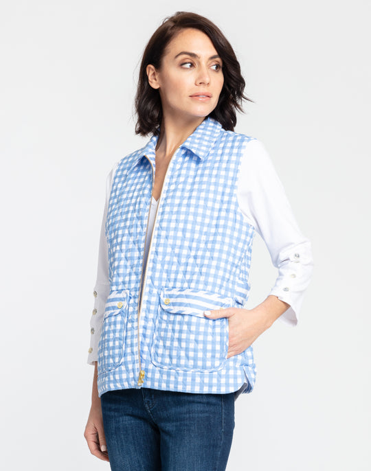Lauren Reversible Gingham Check to Stripe Vest