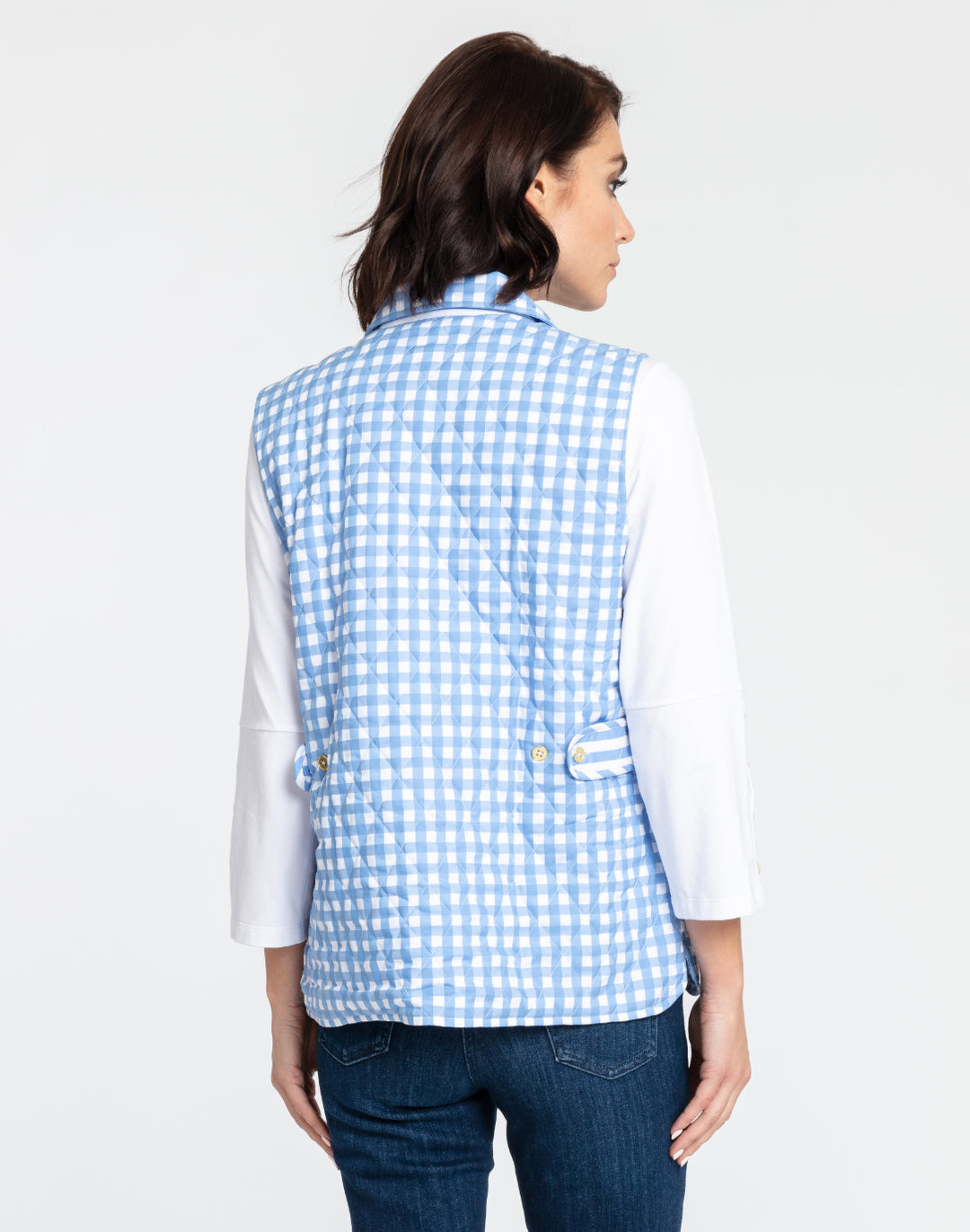 Lauren Reversible Gingham Check to Stripe Vest