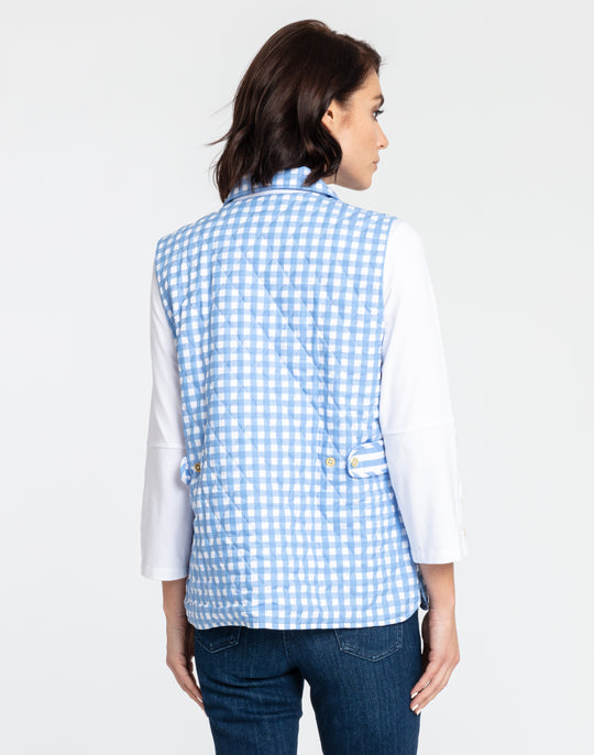Lauren Reversible Gingham Check to Stripe Vest
