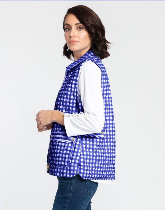 Lauren Reversible Gingham Check to Stripe Vest