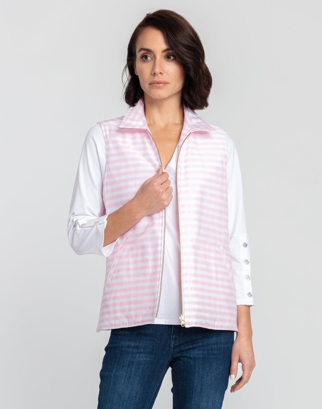 Lauren Reversible Gingham Check to Stripe Vest